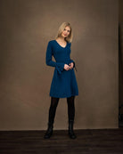 MARBLE FIT AND FLARE DRESS 6328 CAMEL freeshipping - Solitaire Fashions Darwen