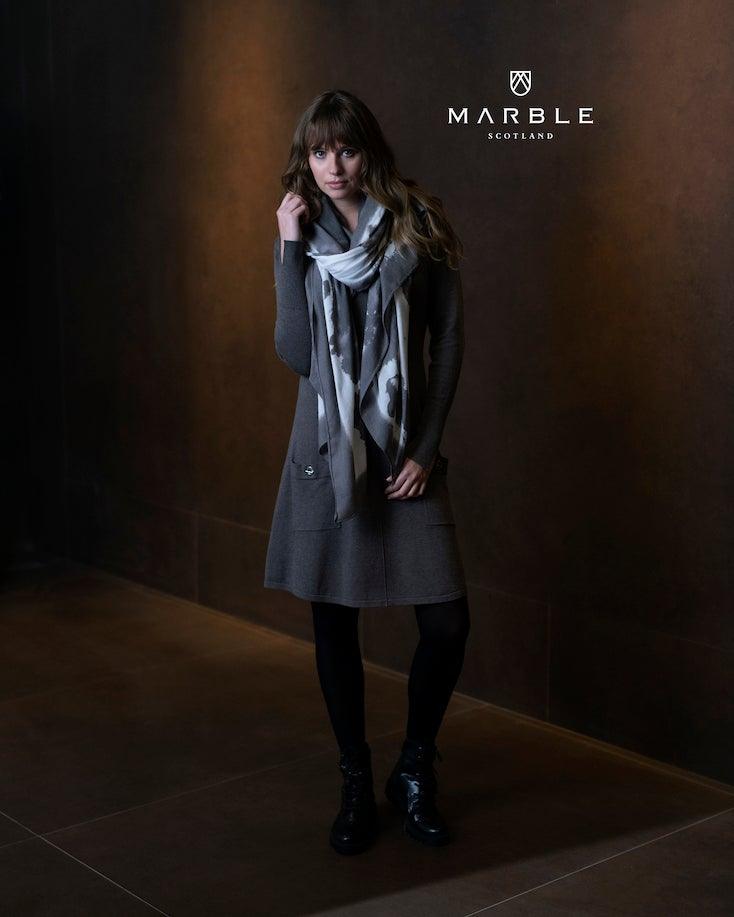 MARBLE SCARF GREY/IVORY 5962 freeshipping - Solitaire Fashions Darwen