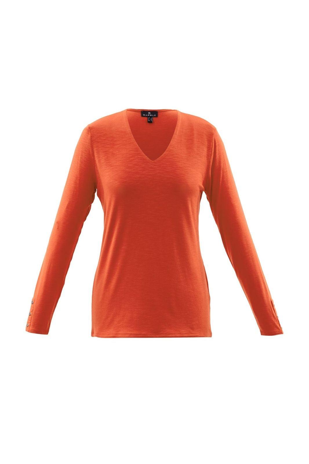 MARBLE SOFT V NECK TOP M6402 PAPRIKA freeshipping - Solitaire Fashions Darwen