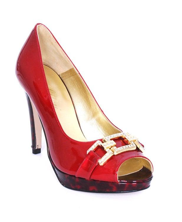 SOLITAIRE RED PATENT COURT SHOE freeshipping - Solitaire Fashions Darwen
