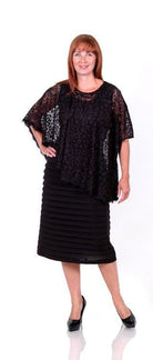 VEROMIA BLACK BANDAGE DRESS WITH LACE OVERTOP freeshipping - Solitaire Fashions Darwen