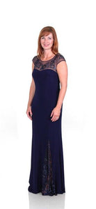 GINA BACCONI LONG NAVY EVENING DRESS freeshipping - Solitaire Fashions Darwen