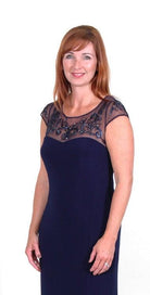 GINA BACCONI LONG NAVY EVENING DRESS freeshipping - Solitaire Fashions Darwen