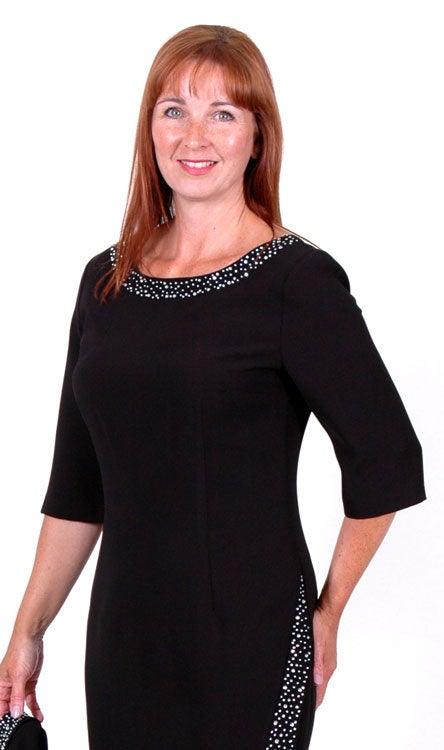 IZABELLA ¾ SLEEVED DRESS WITH BEADING freeshipping - Solitaire Fashions Darwen