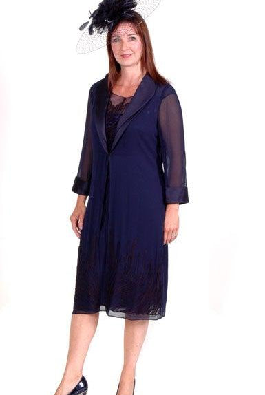 L’ATELIER EMBROIDERED DRESS & & LONG VOILE COAT freeshipping - Solitaire Fashions Darwen