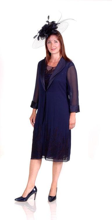 L’ATELIER EMBROIDERED DRESS & & LONG VOILE COAT freeshipping - Solitaire Fashions Darwen