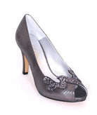 SOLITAIRE GREY METALLIC EFFECT COURT SHOE freeshipping - Solitaire Fashions Darwen