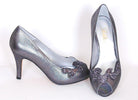 SOLITAIRE GREY METALLIC EFFECT COURT SHOE freeshipping - Solitaire Fashions Darwen