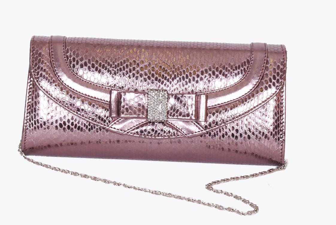 SOLITAIRE PEWTER METALLIC EFFECT CLUTCH BAG freeshipping - Solitaire Fashions Darwen