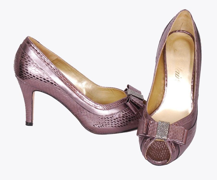 SOLITAIRE PEWTER METALLIC EFFECT COURT SHOE freeshipping - Solitaire Fashions Darwen