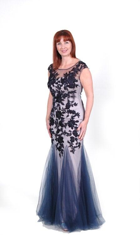 MASCARA NUDE UNDERLAY EVENING DRESS freeshipping - Solitaire Fashions Darwen