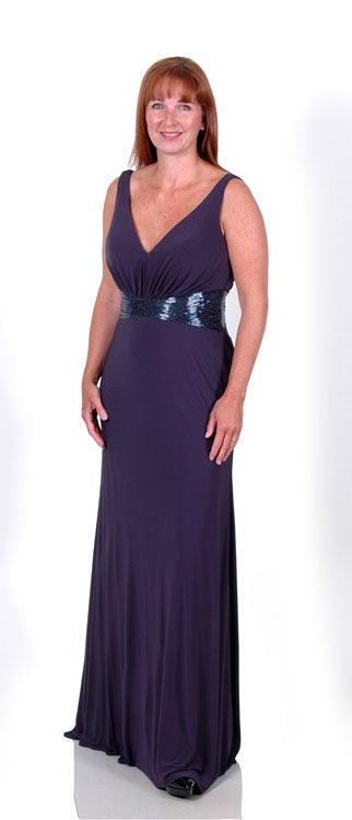 MASCARA BUGLE BEAD WAISTED GOWN freeshipping - Solitaire Fashions Darwen