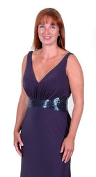 MASCARA BUGLE BEAD WAISTED GOWN freeshipping - Solitaire Fashions Darwen