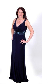 MASCARA BUGLE BEAD WAISTED GOWN freeshipping - Solitaire Fashions Darwen