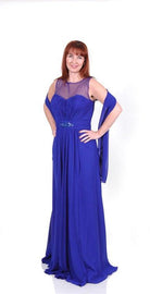 RENATA MESH NECKLINE LONG EVENING GOWN freeshipping - Solitaire Fashions Darwen