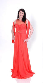RENATA MESH NECKLINE LONG EVENING GOWN freeshipping - Solitaire Fashions Darwen