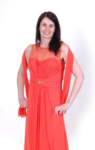 RENATA MESH NECKLINE LONG EVENING GOWN freeshipping - Solitaire Fashions Darwen