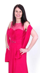 RENATA MESH NECKLINE LONG EVENING GOWN freeshipping - Solitaire Fashions Darwen