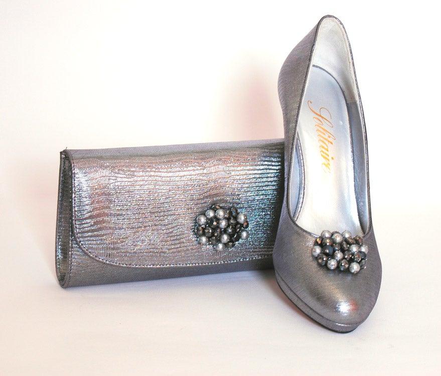SOLITAIRE PLATINUM GREY CLUTCH BAG freeshipping - Solitaire Fashions Darwen