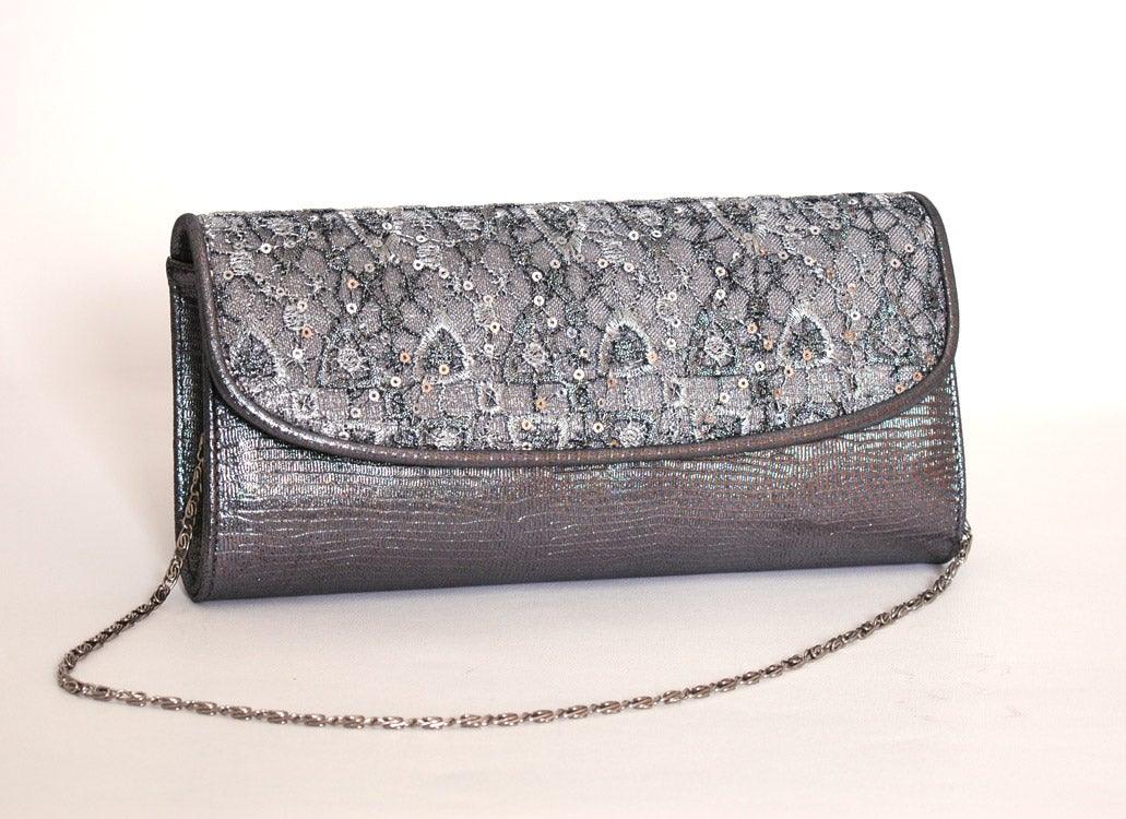 SOLITAIRE PLATINUM LACE CLUTCH BAG freeshipping - Solitaire Fashions Darwen