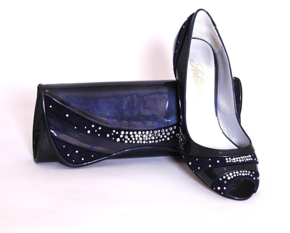 SOLITAIRE PATENT NAVY CLUTCH BAG freeshipping - Solitaire Fashions Darwen