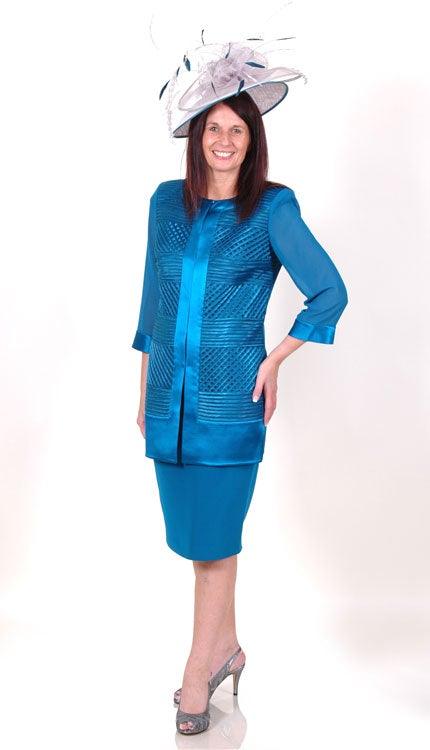 VENI INFANTINO TEAL ¾ JACKET & DRESS freeshipping - Solitaire Fashions Darwen