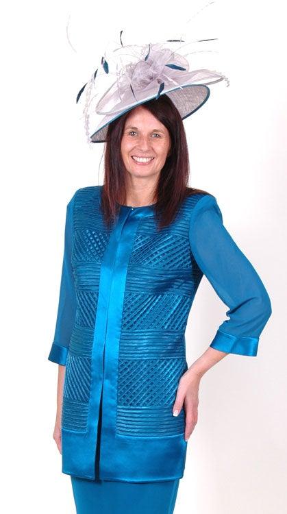 VENI INFANTINO TEAL ¾ JACKET & DRESS freeshipping - Solitaire Fashions Darwen