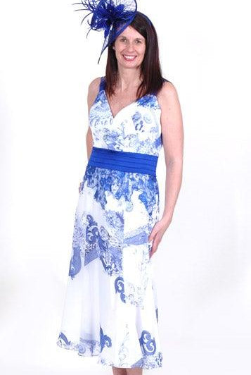 ZEILA CROSSOVER BODICE DRESS & SATEEN LINED JACKET freeshipping - Solitaire Fashions Darwen