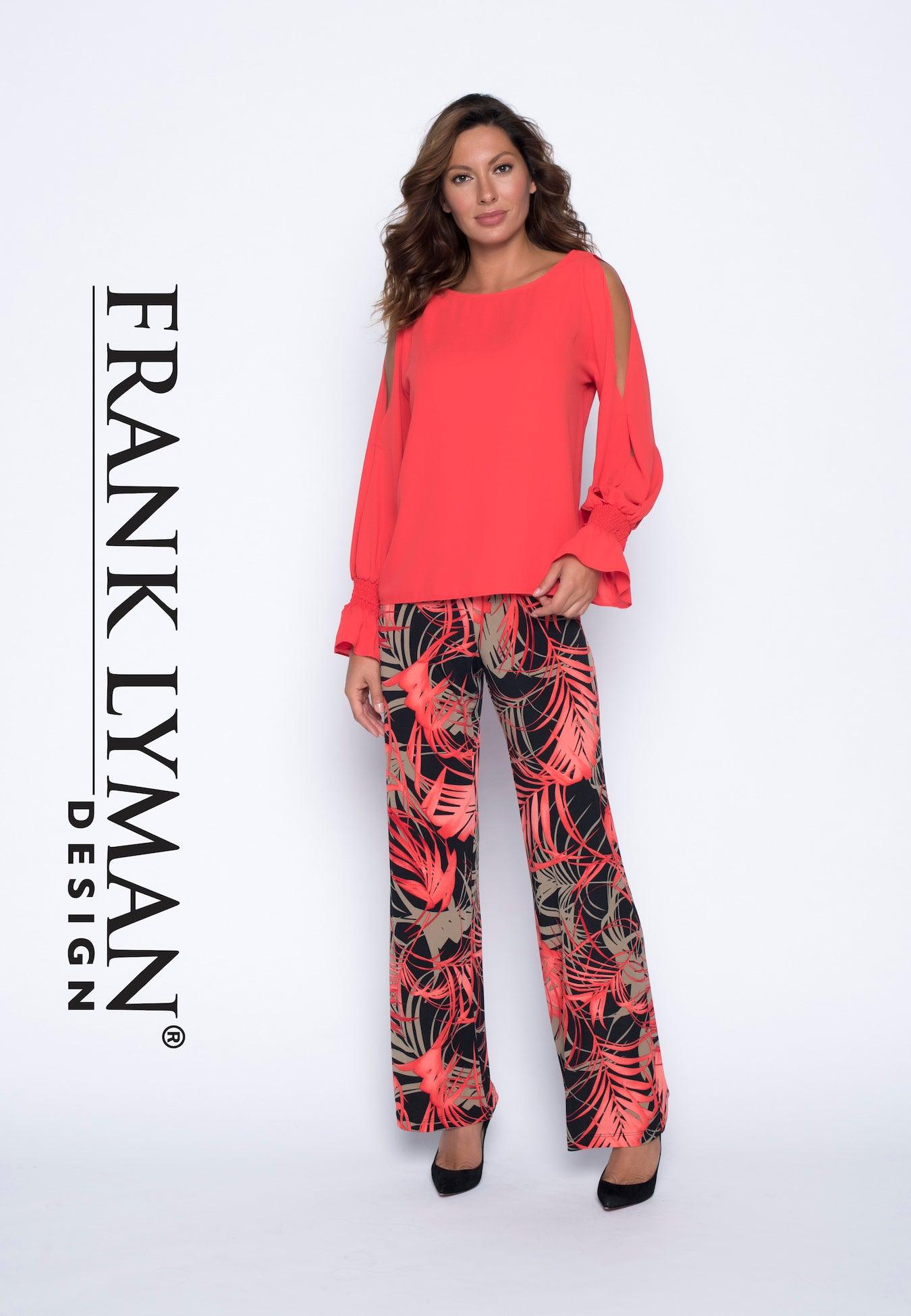 FRANK LYMAN TROUSERS PALM PRINT freeshipping - Solitaire Fashions Darwen