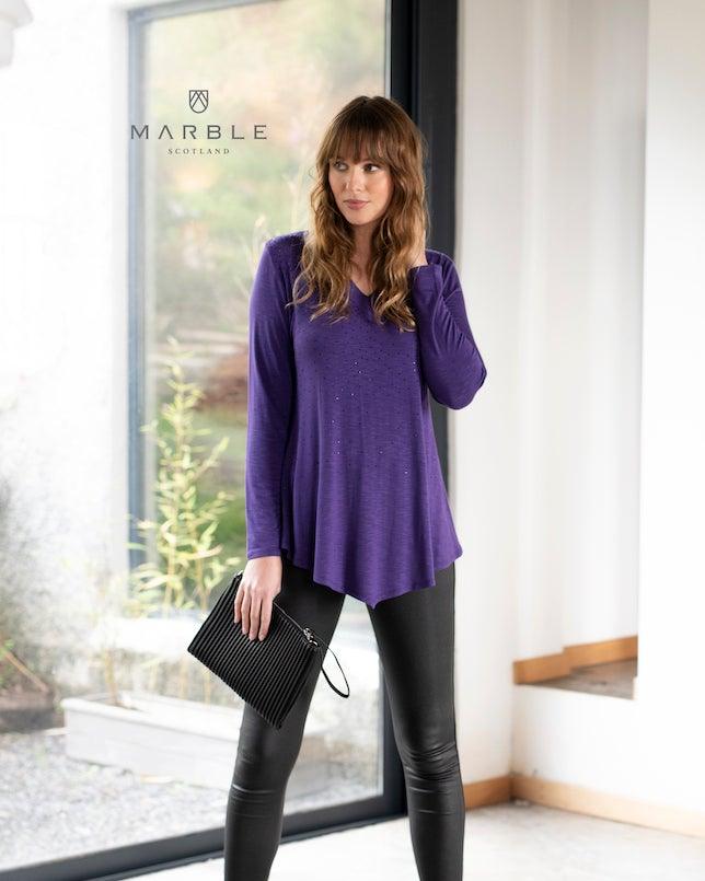 MARBLE TUNIC TOP 5933 BLACK freeshipping - Solitaire Fashions Darwen