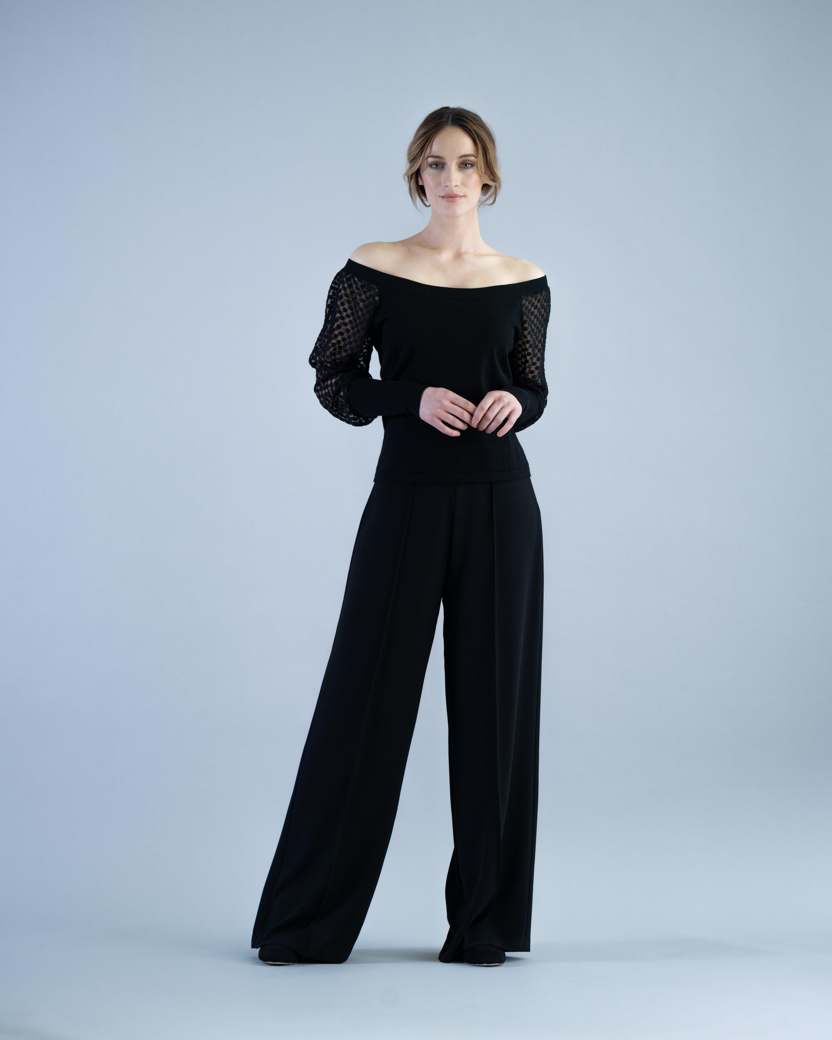 Marble Classic knitted sweater M6324 Black freeshipping - Solitaire Fashions Darwen