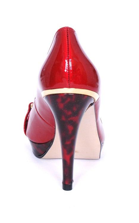 SOLITAIRE RED PATENT COURT SHOE freeshipping - Solitaire Fashions Darwen
