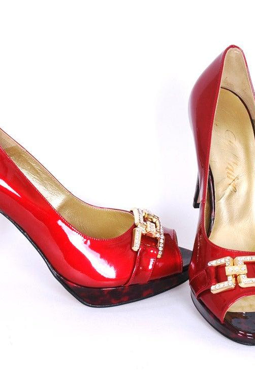 SOLITAIRE RED PATENT COURT SHOE freeshipping - Solitaire Fashions Darwen