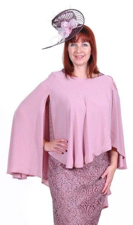 CABOTINE DRESS WITH VOILE CAPE TOP freeshipping - Solitaire Fashions Darwen