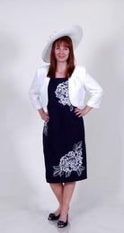 CONDICI EMBROIDERED DRESS & EDGE TO EDGE JACKET freeshipping - Solitaire Fashions Darwen