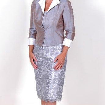 CONDICI PURE SILK JACKET WITH LACE OVERLAY DRESS freeshipping - Solitaire Fashions Darwen
