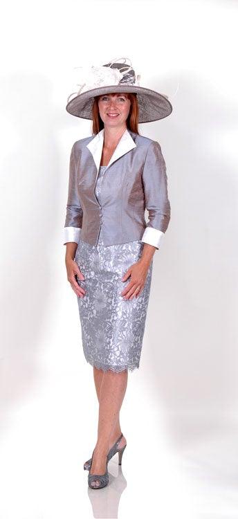 CONDICI PURE SILK JACKET WITH LACE OVERLAY DRESS freeshipping - Solitaire Fashions Darwen