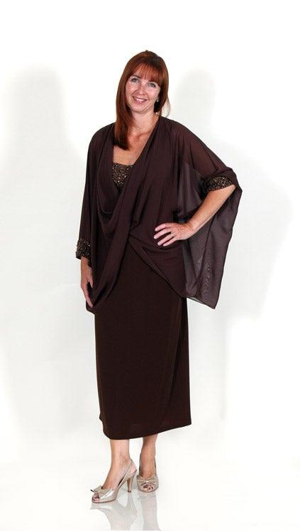 DRESSED UP VOILE TOP WITH JERSEY KNIT DRESS freeshipping - Solitaire Fashions Darwen