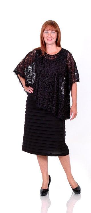 VEROMIA BLACK BANDAGE DRESS WITH LACE OVERTOP freeshipping - Solitaire Fashions Darwen