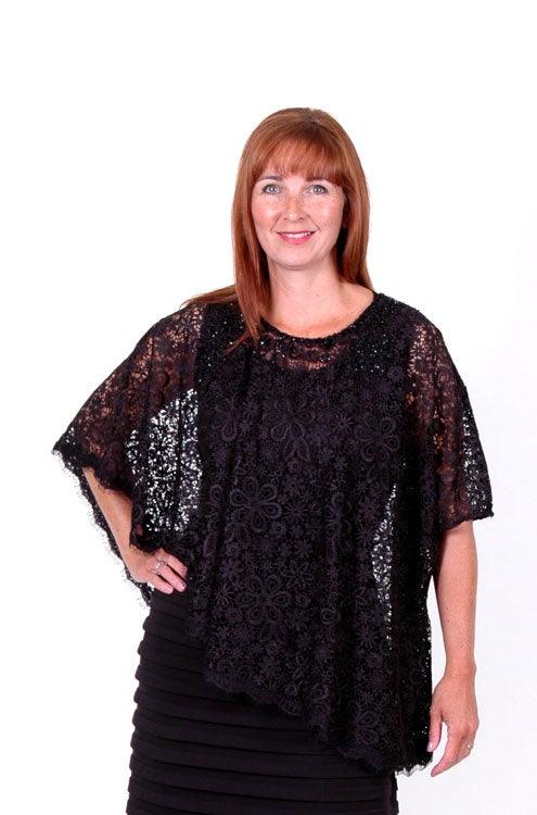 VEROMIA BLACK BANDAGE DRESS WITH LACE OVERTOP freeshipping - Solitaire Fashions Darwen