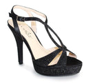 LUNAR BLACK DIAMANTE STRAPPY SHOE freeshipping - Solitaire Fashions Darwen