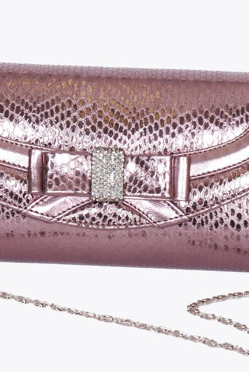 SOLITAIRE PEWTER METALLIC EFFECT CLUTCH BAG freeshipping - Solitaire Fashions Darwen