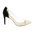 LUNAR Faux Suede and Perspex Court Shoe FLR412BLK freeshipping - Solitaire Fashions Darwen