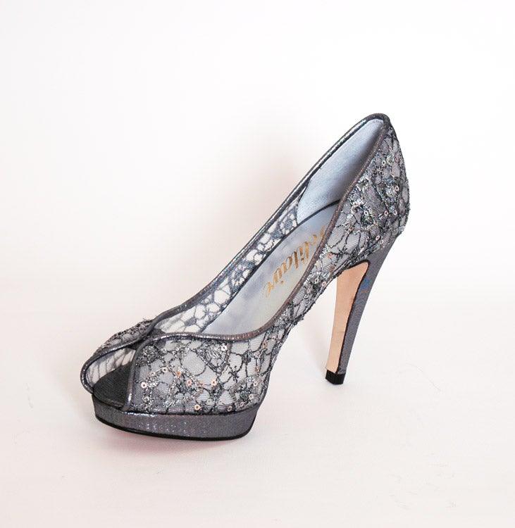 SOLITAIRE PLATINUM LACE COURT SHOE freeshipping - Solitaire Fashions Darwen