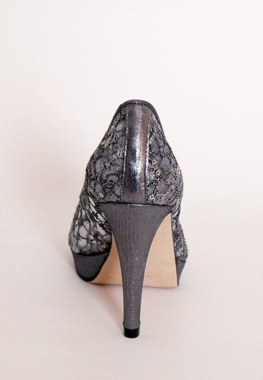 SOLITAIRE PLATINUM LACE COURT SHOE freeshipping - Solitaire Fashions Darwen