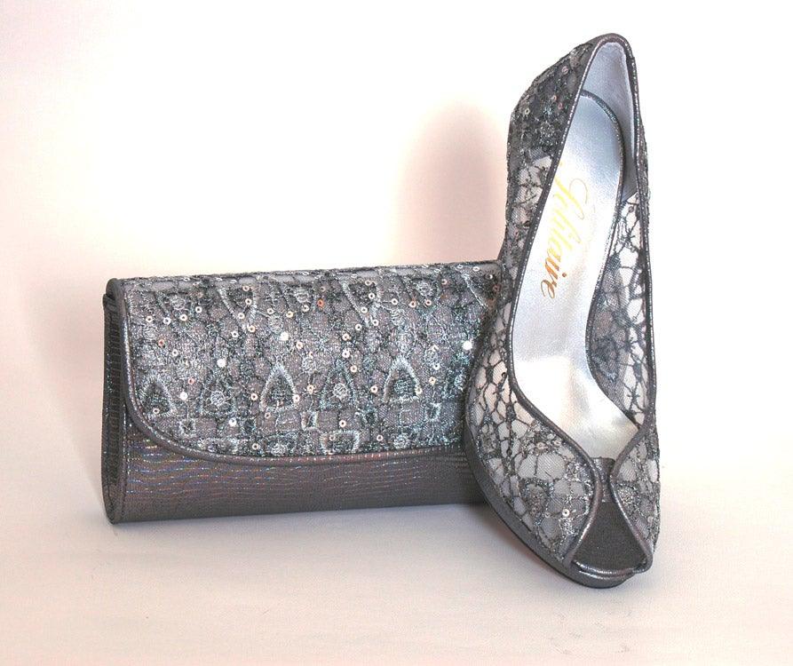 SOLITAIRE PLATINUM LACE COURT SHOE freeshipping - Solitaire Fashions Darwen