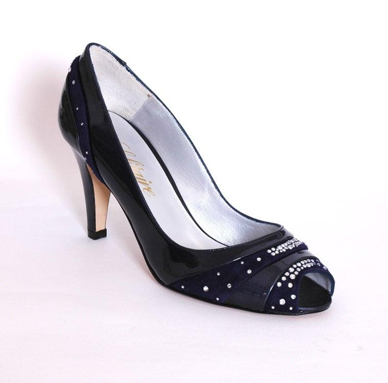 SOLITAIRE PATENT NAVY COURT SHOE freeshipping - Solitaire Fashions Darwen