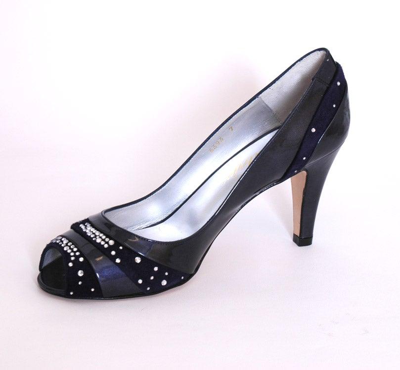 SOLITAIRE PATENT NAVY COURT SHOE freeshipping - Solitaire Fashions Darwen