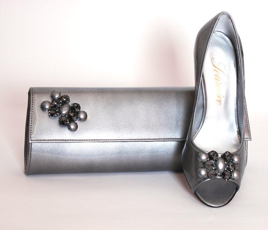 SOLITAIRE SILVER LEATHER CLUTCH BAG freeshipping - Solitaire Fashions Darwen