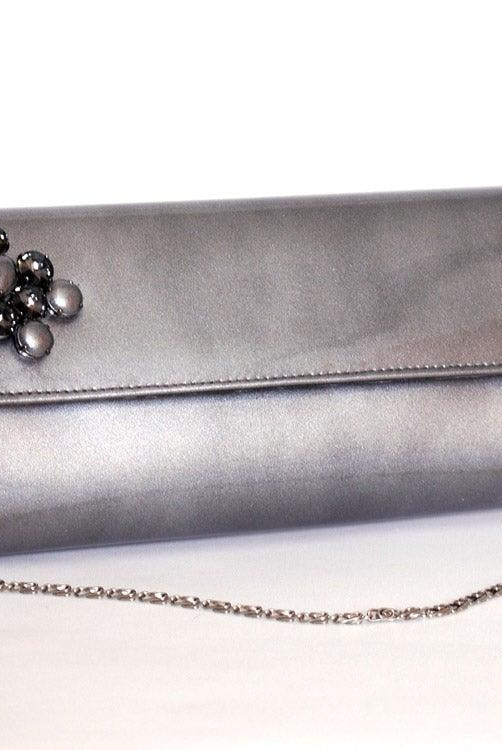 SOLITAIRE SILVER LEATHER CLUTCH BAG freeshipping - Solitaire Fashions Darwen